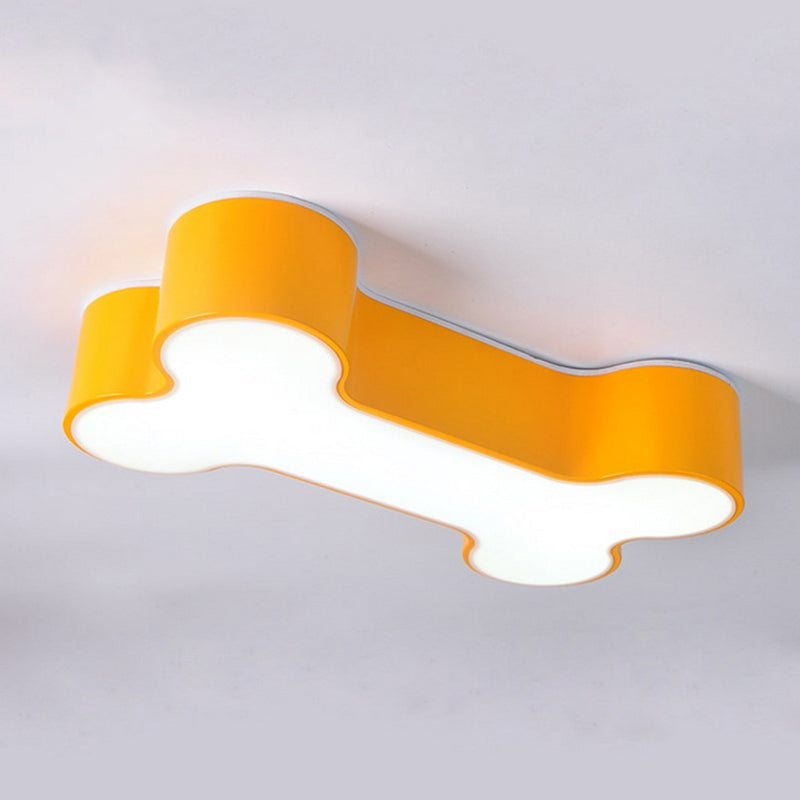 Plafonnier LED en forme d'os de chien en métal, luminaire de plafond, dessin animé rouge/jaune/vert, largeur 19,5"/23,5"