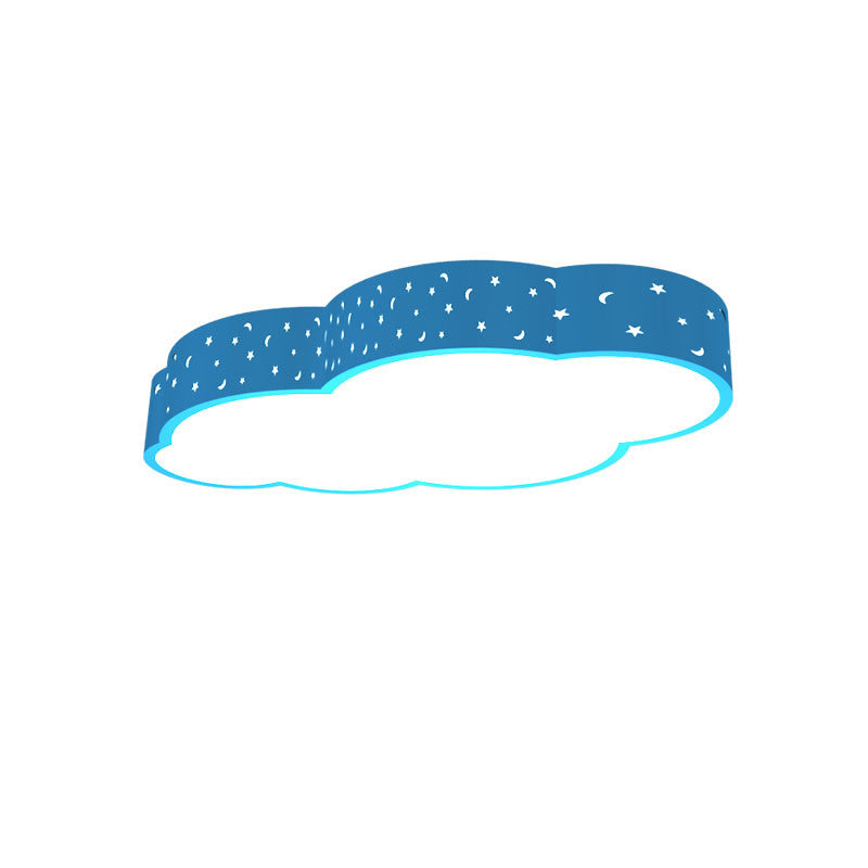 18 "/20.5" W Kindergarten LED Flushmount Kid bianco/giallo/blu plafoniera con Cloud Acrilic Shade