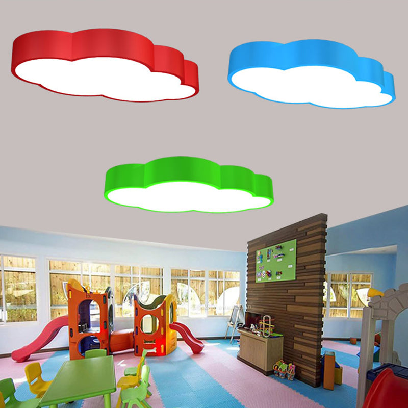 Wolkvormige kinderkamer plafondlamp acryl 18"/20,5" brede LED cartoon inbouw verlichtingsarmatuur in rood/geel/blauw