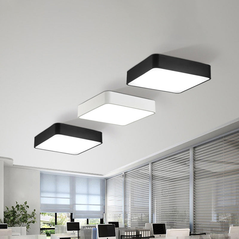 Plafonnier LED carré nordique en acrylique pour bureau, noir/blanc, 16"/23,5"/39" de large