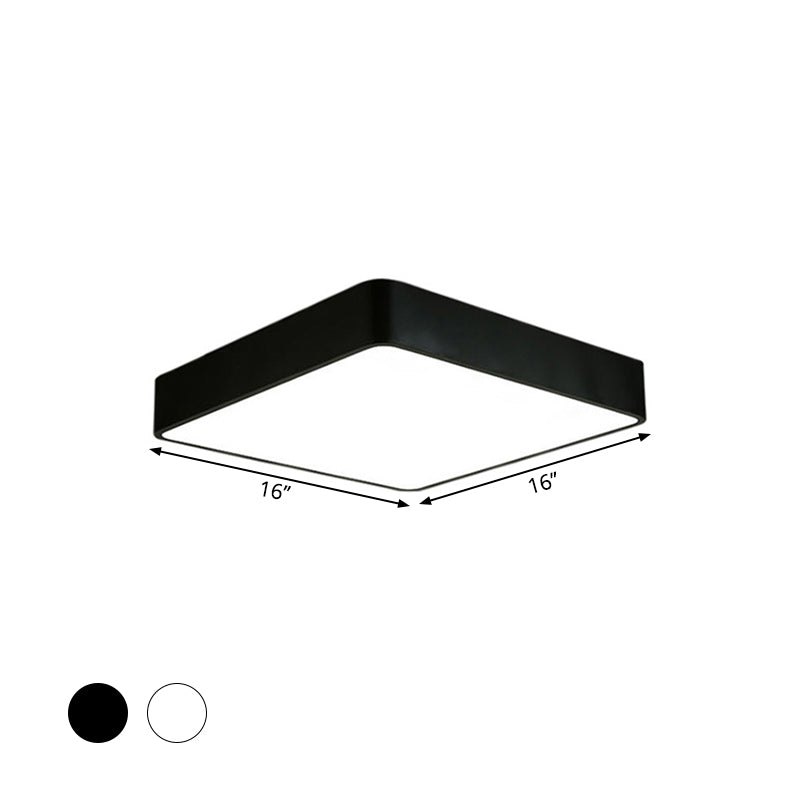 Lámpara de techo LED de acrílico para oficina, cuadrada, nórdica, empotrada, en negro/blanco, 16"/23,5"/39" de ancho