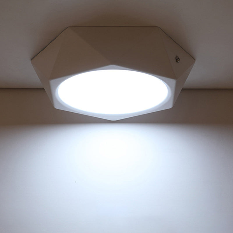 Polygon Office Flush Light Fixture Aluminum Simple LED Ceiling Lamp in White, 6w/12w/18w