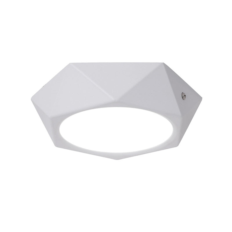 Polygon Office Flush Light Fixture Aluminum Simple LED Ceiling Lamp in White, 6w/12w/18w