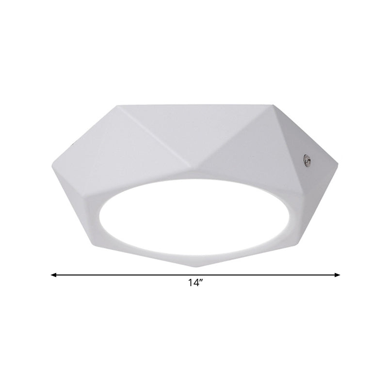 Polygon Office Flush Light Fixture Aluminum Simple LED Ceiling Lamp in White, 6w/12w/18w