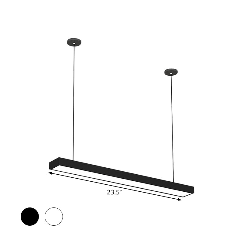Schwarz/weißes Rechteck Pendellicht einfach 23,5 "/35,5"/47 "Weites LED -Eisenhängeleuchte für Büro