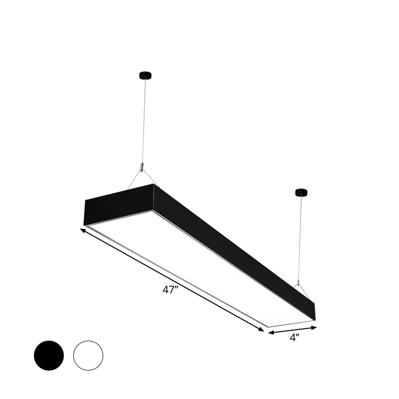 Rectangular Corridor Hanging Light Acrylic 4"/8"/10" W LED Minimalist Ceiling Pendant in Black/White