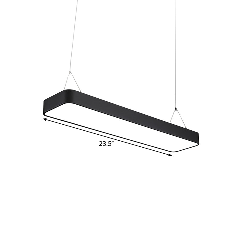 Office LED Hanging Pendant Modern Black Suspension Lighting with Rectangle Acrylic Shade, 23.5"/47"/71" L