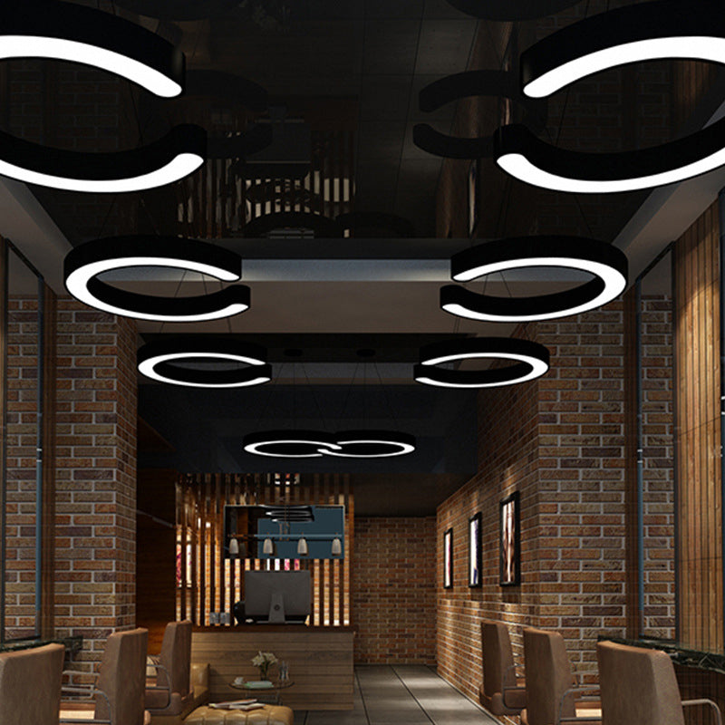 Zwart C hanger plafondlicht eigentijds 16 "/23.5" /31.5 "W LED Acryl -verlichting in warm/wit licht