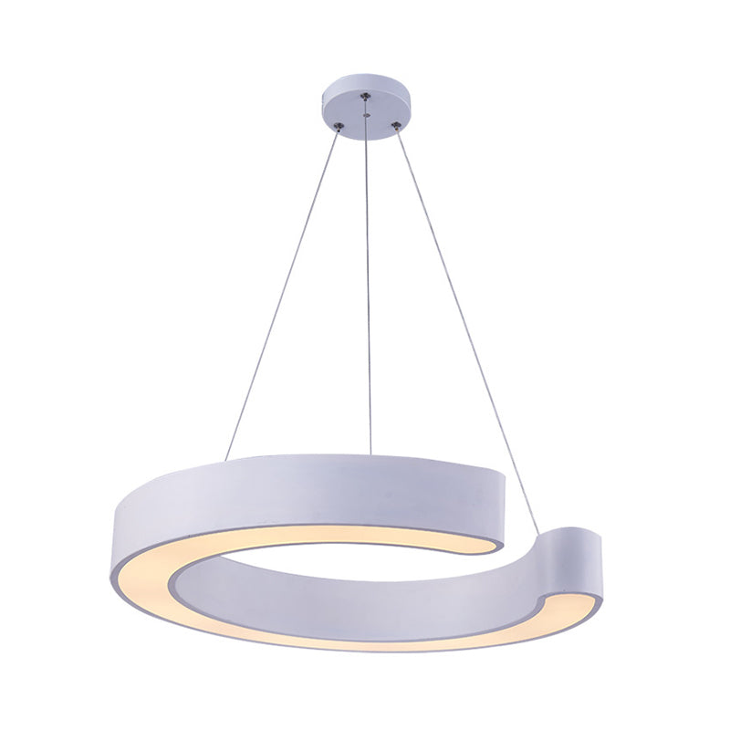 C Shaped Acrylic LED Pendant Minimalist Black/White Hanging Lamp in Warm/White Light, 21.5"/31.5" Wide