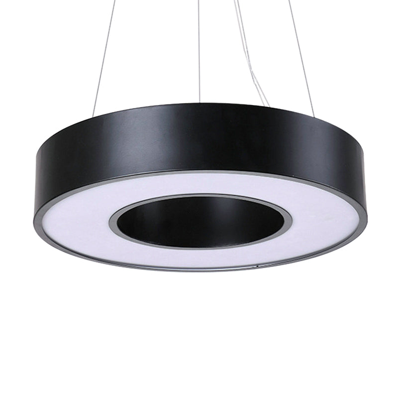 23.5" W Simplicity Circular Hanging Lamp Iron LED Office Suspended Lighting Fixture in Black
