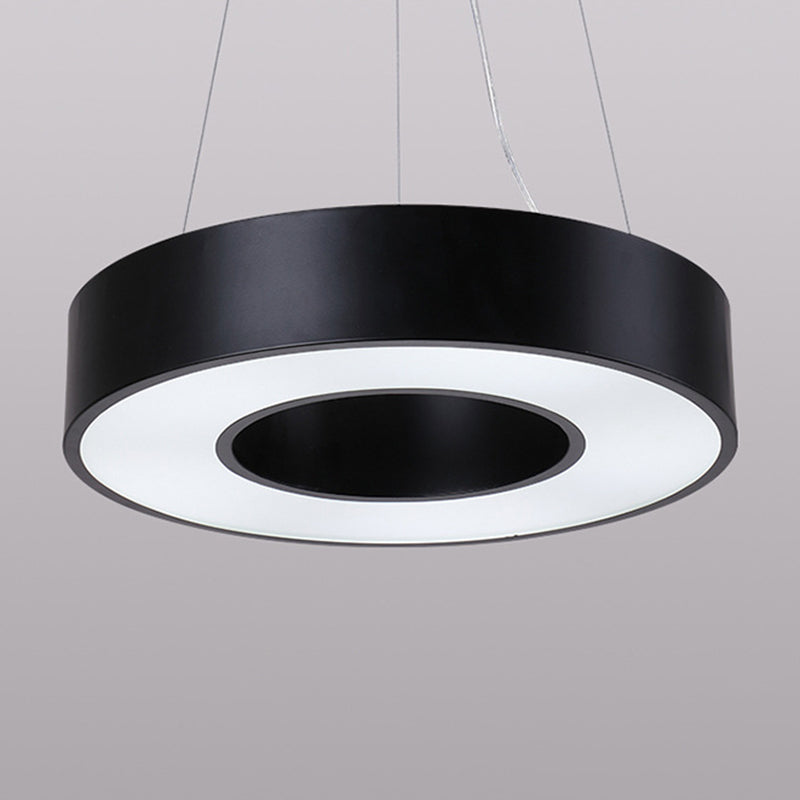 23.5" W Simplicity Circular Hanging Lamp Iron LED Office Suspended Lighting Fixture in Black