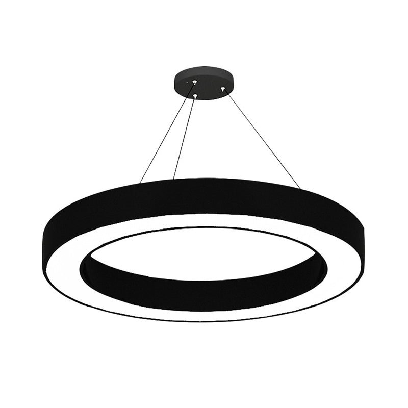 Circle LED Pendant Light Kit Minimalism Acryl -Büro -Hanglampe in Schwarz, 16 "/23,5"/47 "Dia