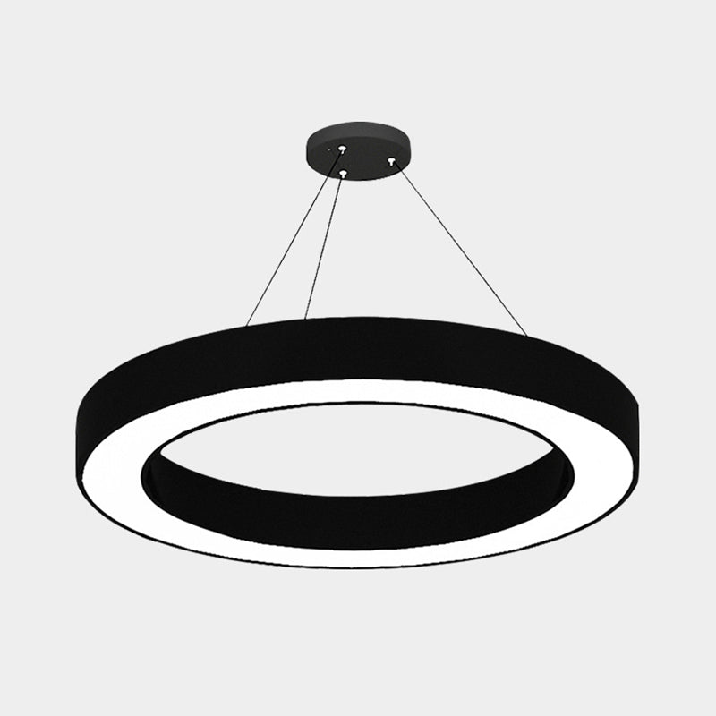 Circle LED Pendant Light Kit Minimalism Acryl -Büro -Hanglampe in Schwarz, 16 "/23,5"/47 "Dia