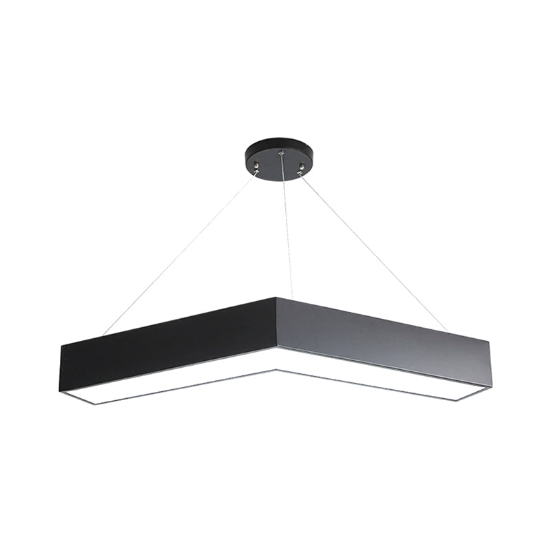 V-förmige kommerzielle Anhänger Beleuchtung Minimalismus Metall Schwarz/Weiß LED Hanging Lampe, 23,5 "/35,5"/47 "breit