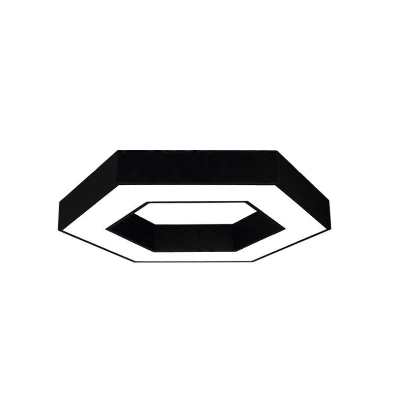 Hexagon LED Flush Ceiling Light Contemporary Acrylic Living Room Flushmount in Black/White, 16"/19.5"/31.5" W