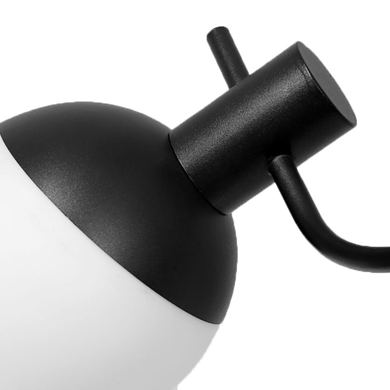 Chandelier suspendu au noir contemporain avec ombre orbe 6 lumières Pendre de plafond en fer forgé