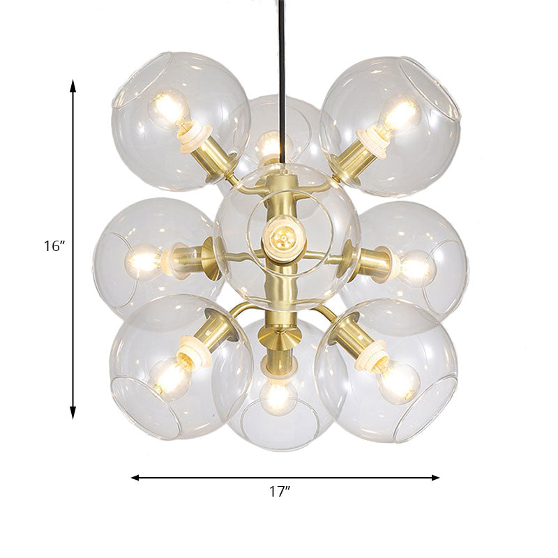 Glass Glass Grape Mini Chandelier 9 Post Post Modern Drop plafond Light in Gold Finish