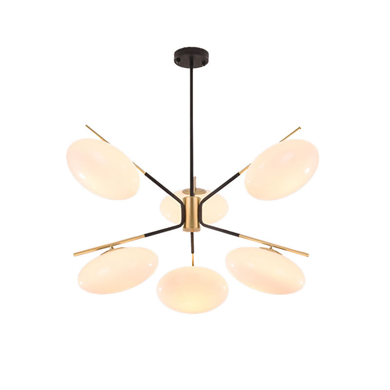 Opal Glass Ellisse Shade a sospensione Luce 6/8 Luci dopo il soffitto moderno lampada sospesa per soggiorno