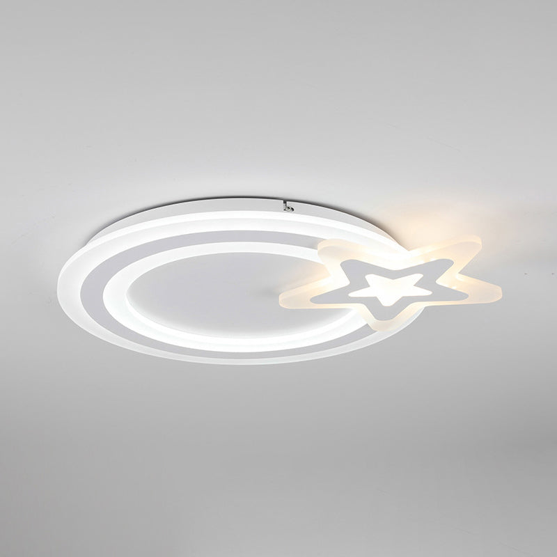Plafonnier LED en forme de cercle de Style Simple, plafonnier blanc en acrylique avec étoile, idéal pour un hôtel de maternelle
