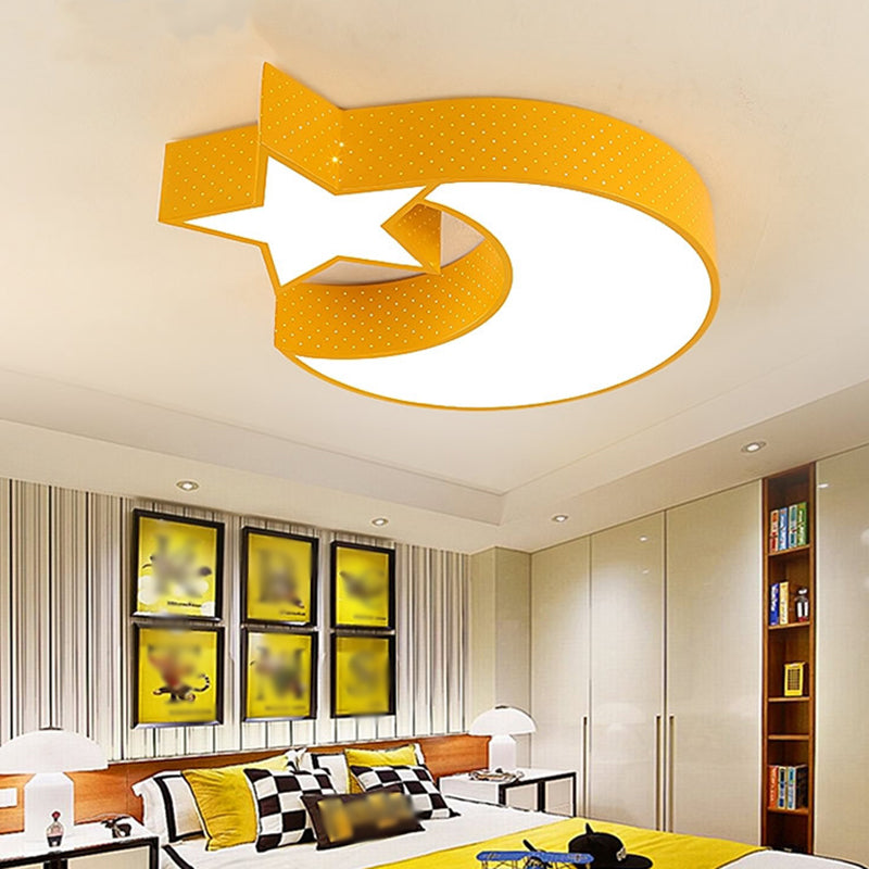 Crescente e stella soffitto a filo del fumetto acrilico Nursery LED lampada a incasso in rosso/giallo/blu, bianco/3 luce di colore