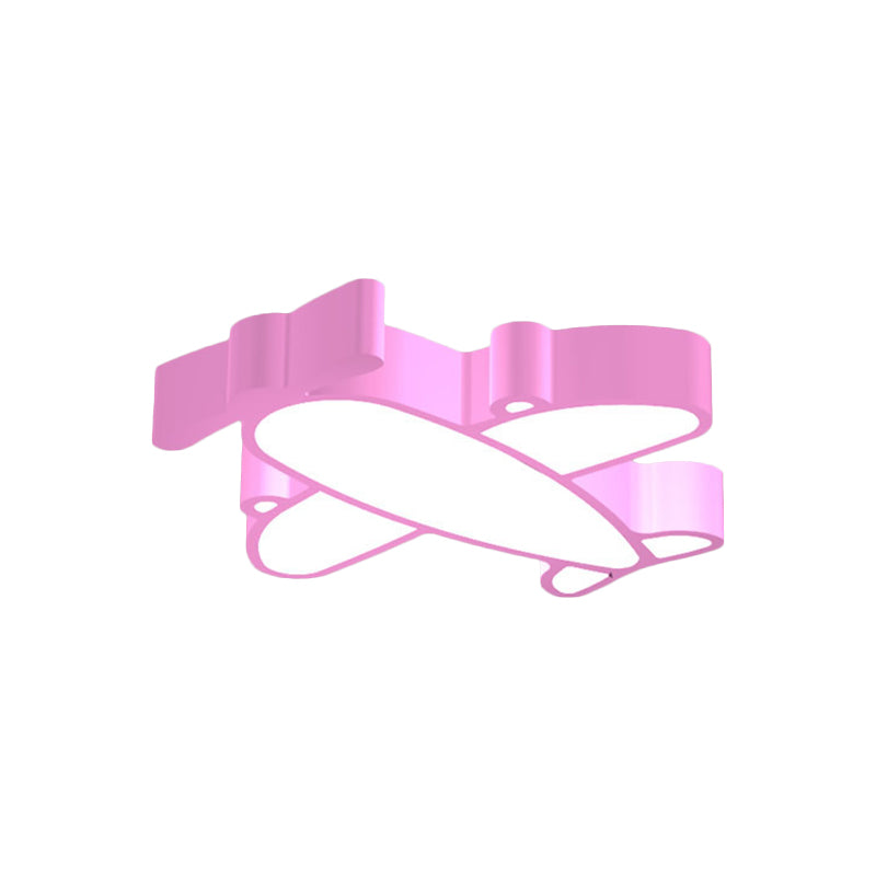 Cartoon Integrated LED Ceiling Lamp Red/Pink/Blue Plane Flush Mounted Light with Acrylic Shade