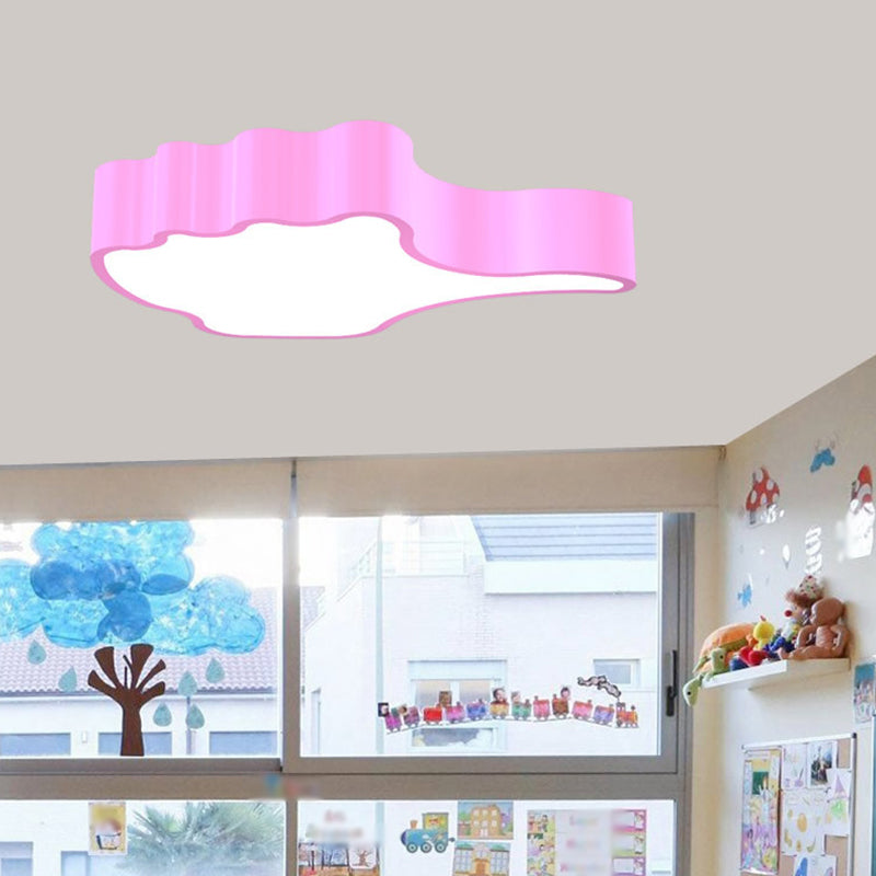 Gesture Classroom Ceiling Flush Mount Kids Acrylic LED Flush Light Fixture in Red/Pink/Green