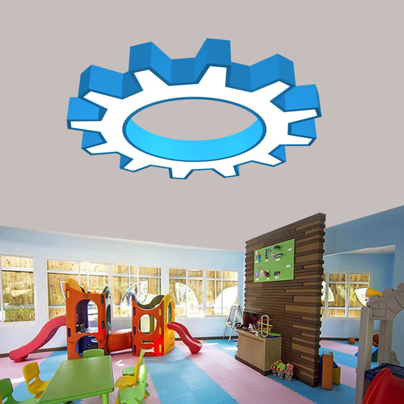 Acrylic Gear Flush Mount Ceiling Light Cartoon LED Flush Mounted Lamp in Yellow/Blue, 16"/19.5"/23.5" Wide