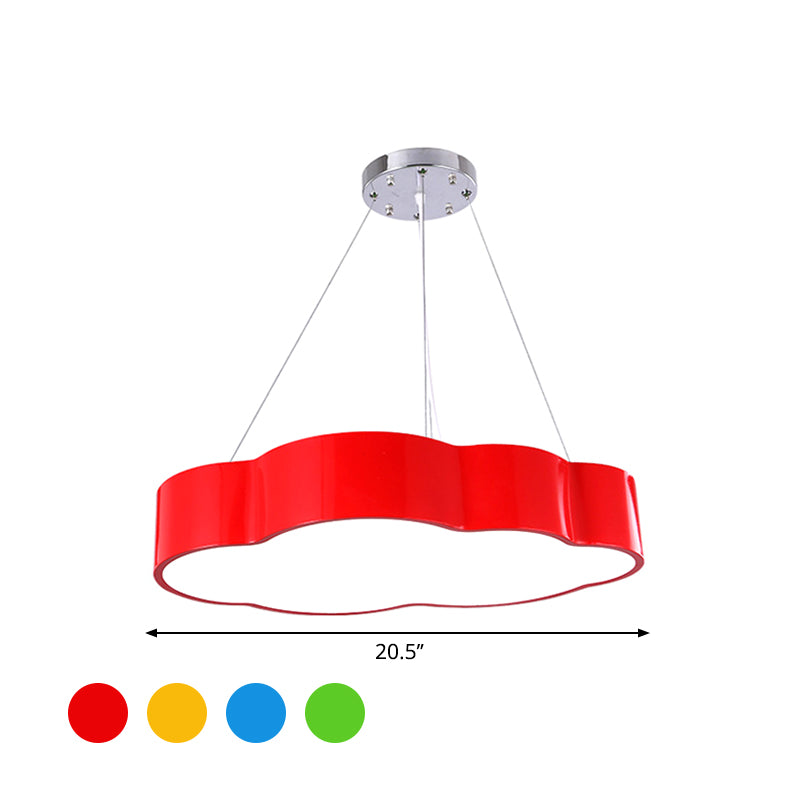 Éclair de suspension à LED de macaron acrylique à plafond du couloir de nuages ​​Éclairage en macaron acrylique en rouge / jaune / vert, 20,5 "/24,5" largeur
