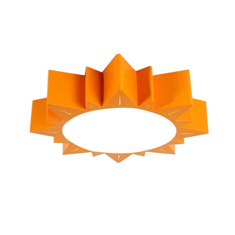 Cartoon Sun Shape Flush Mount Acrylic Kids Bedroom Surface Mounted LED Ceiling Light in Orange,  19.5"/23.5" Wide
