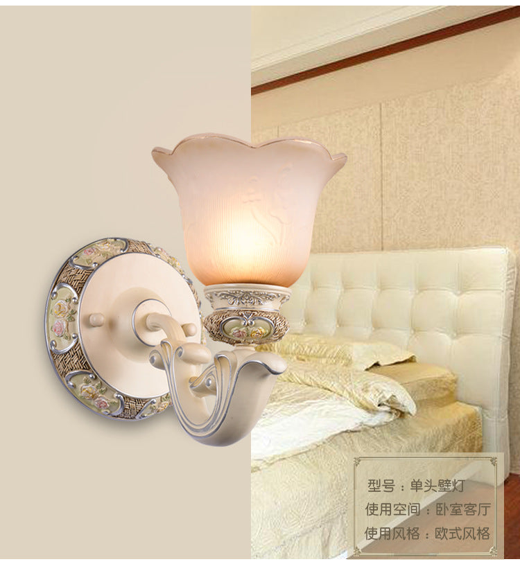 1 hoofdbloemmuurlicht traditionele roze opaline glazen wand gemonteerde lamp voor salon