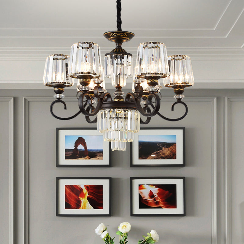 Lámpara de suspensión de techo de 3/6 luces minimalistas de 3/6 luces de 3/6 luces de 3/6 luces con sombra cónica en negro