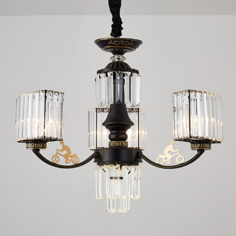 Accesorio de iluminación de lámpara de lámpara cubo de techo de 3/6 cabezas contemporáneas con sombra de cristal transparente