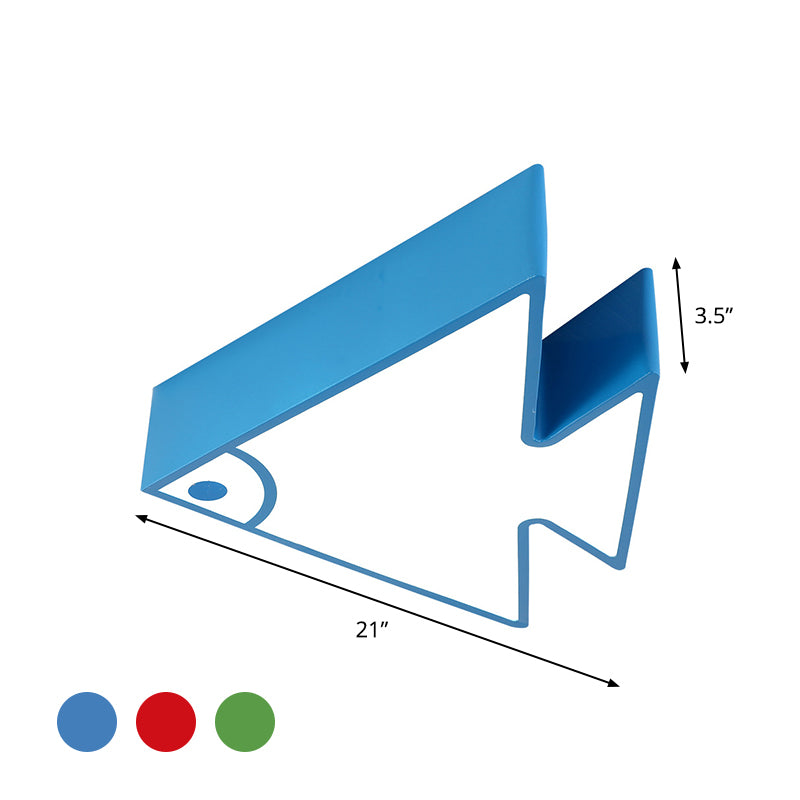 Fish Ceiling Mounted Lamp Children Acrylic LED Kindergarten Flush Light Fixture in Red/Green/Blue