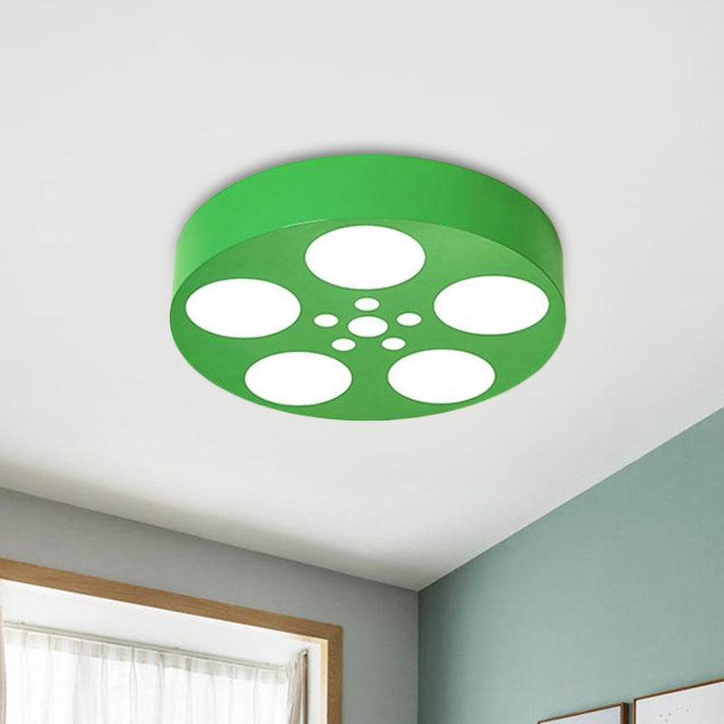 Rounded Nursery Room Flush Light Fixture Acrylic LED Kids Flush Mount Lighting in Red/Yellow/Blue