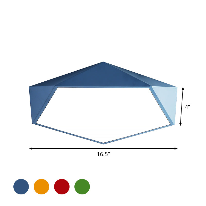 Pentagon Flushmount Lighting Children Acrylic Red/Yellow/Blue LED Flush Ceiling Light Fixture
