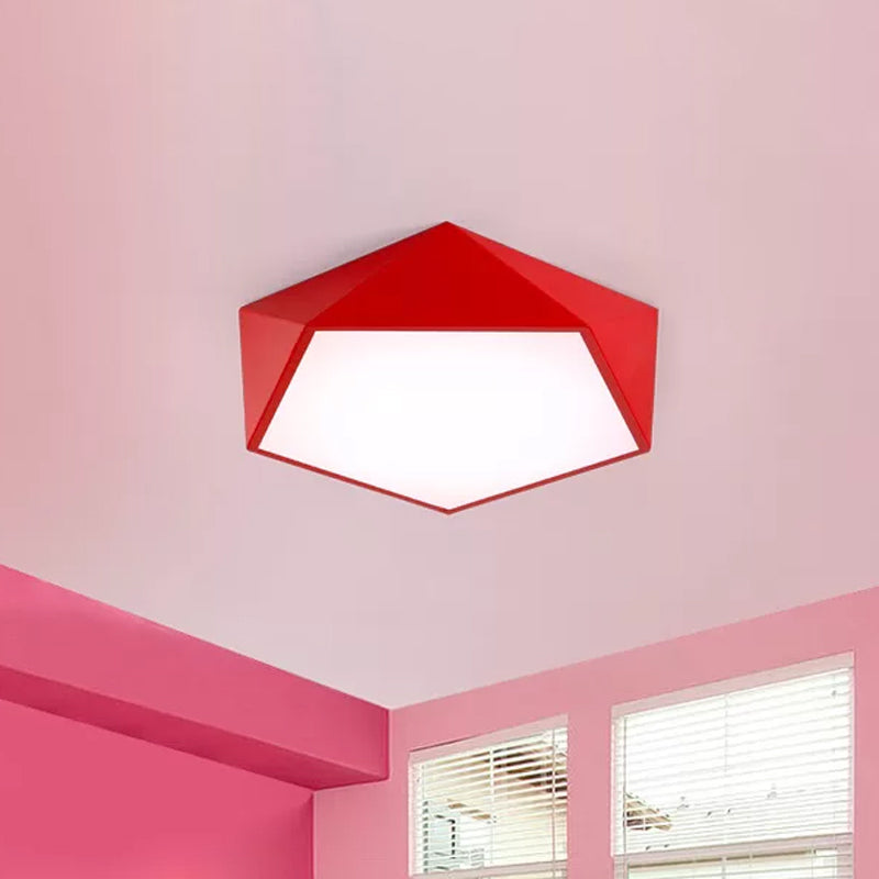 Pentagon Flushmount Lighting Children Acrylic Red/Yellow/Blue LED Flush Ceiling Light Fixture