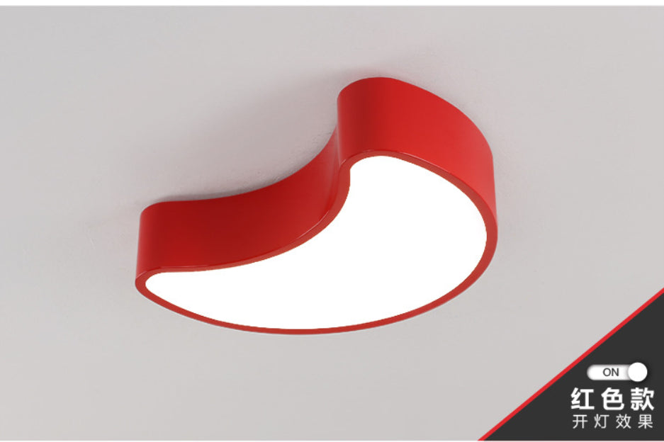White/Red/Yellow Semi-Moon Ceiling Fixture Kids LED Acrylic Flush Mount Recessed Lighting for Leisure Area