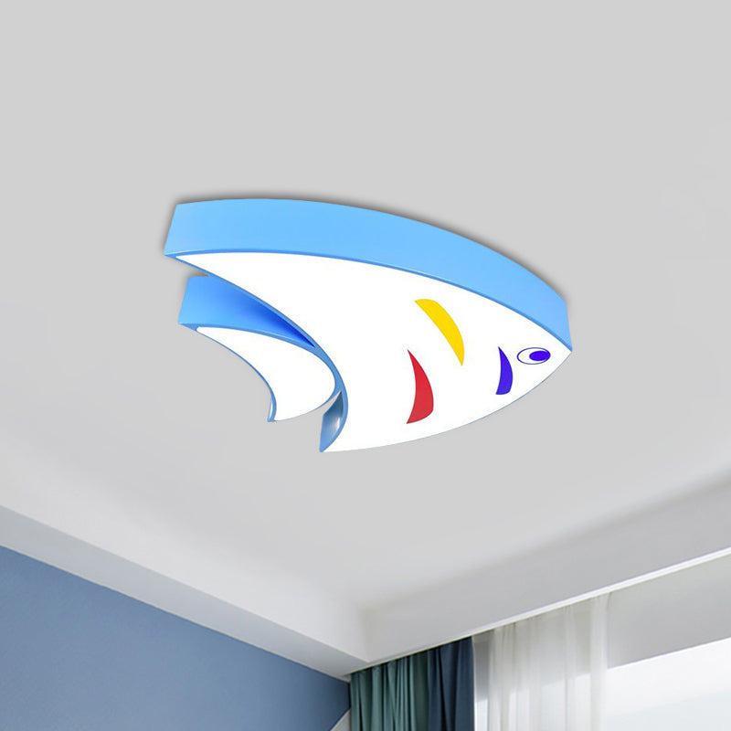 Acrylic Tropical Fish Flush Mount Light Children Style Red/Yellow/Blue LED Close to Ceiling Lamp