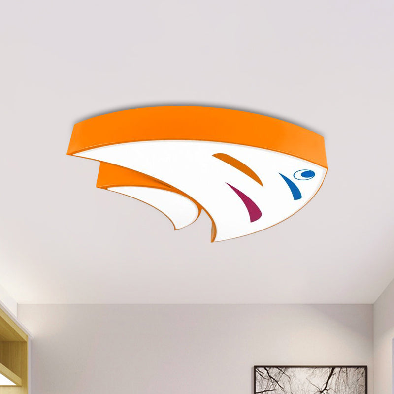 Acrylic Tropical Fish Flush Mount Light Children Style Red/Yellow/Blue LED Close to Ceiling Lamp