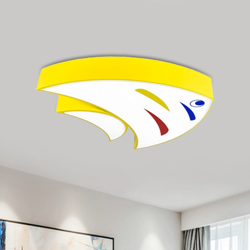 Acrylic Tropical Fish Flush Mount Light Children Style Red/Yellow/Blue LED Close to Ceiling Lamp