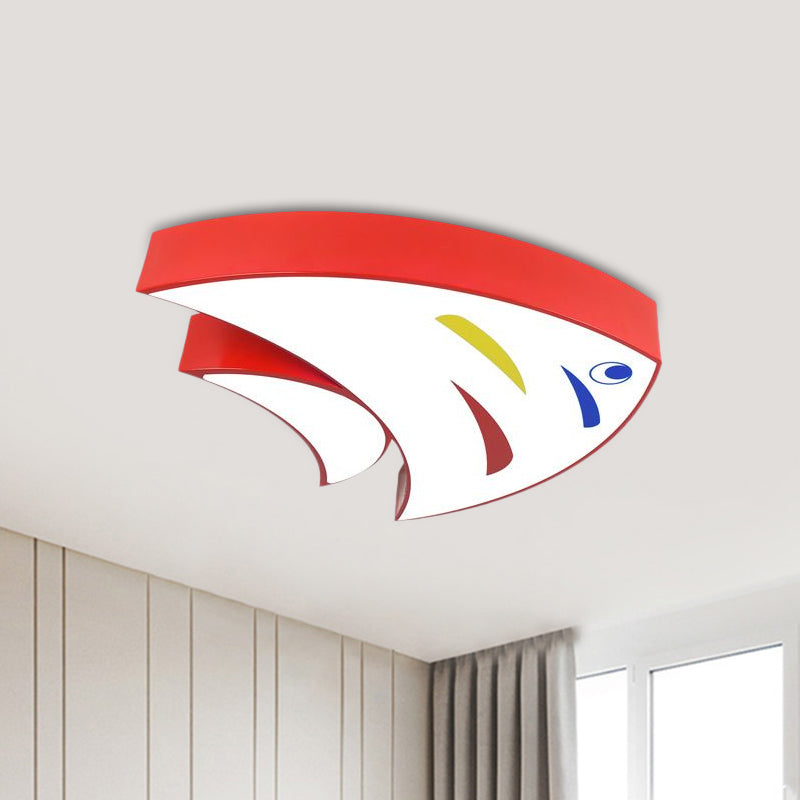 Acrylic Tropical Fish Flush Mount Light Children Style Red/Yellow/Blue LED Close to Ceiling Lamp