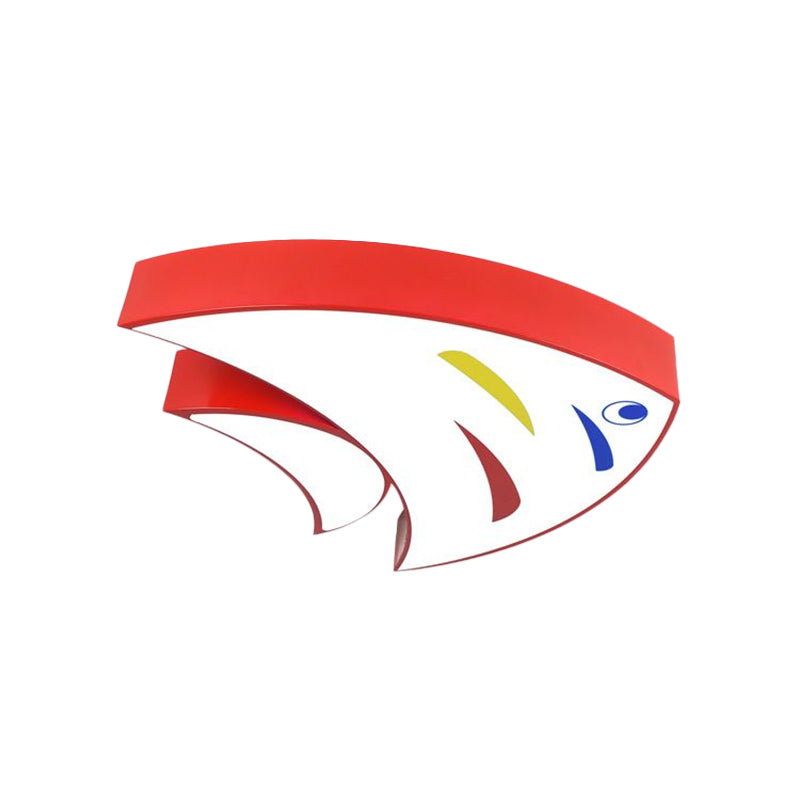 Acrylic Tropical Fish Flush Mount Light Children Style Red/Yellow/Blue LED Close to Ceiling Lamp