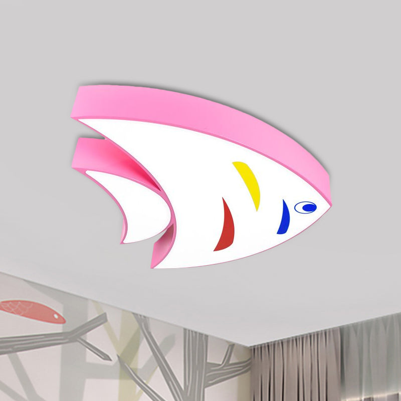 Acrylic Tropical Fish Flush Mount Light Children Style Red/Yellow/Blue LED Close to Ceiling Lamp