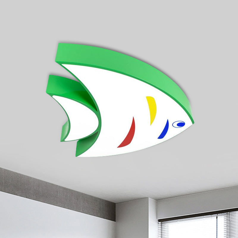 Acrylic Tropical Fish Flush Mount Light Children Style Red/Yellow/Blue LED Close to Ceiling Lamp