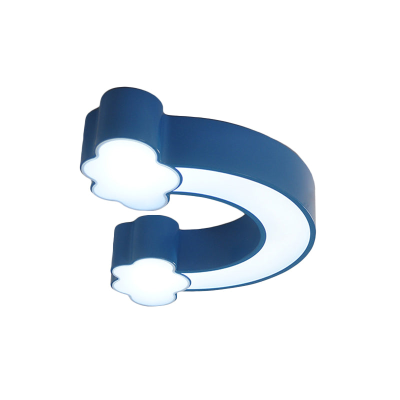 Cartoon Rainbow LED Flushmount Lighting Children Acrylic Yellow/Blue Ceiling Light Fixture in Warm/White Light