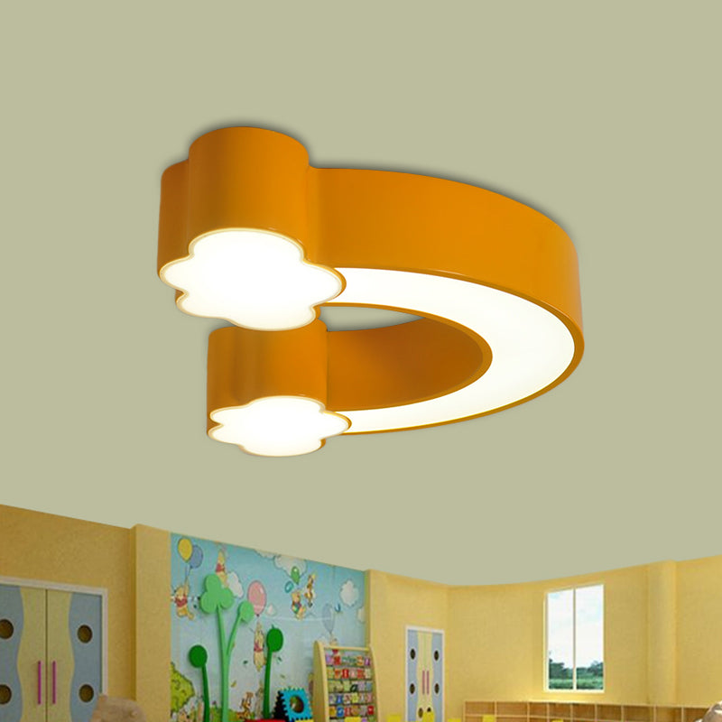 Cartoon Rainbow LED Flushmount Lighting Children Acrylic Yellow/Blue Ceiling Light Fixture in Warm/White Light