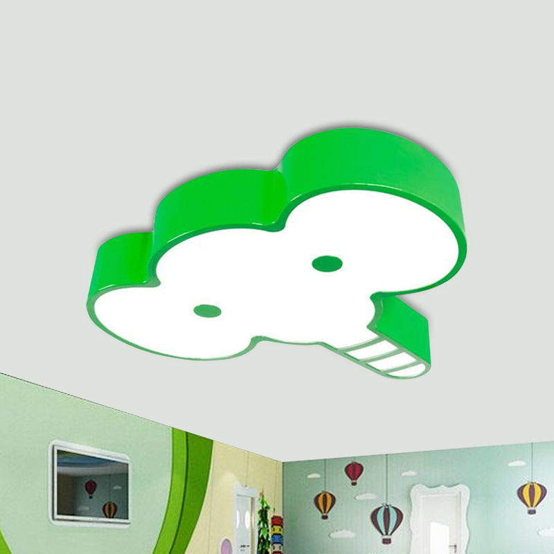 Elephant Face LED Flush Mount Fixture Kids Acrylic Red/Pink/Yellow Flush Ceiling Light for Bedchamber