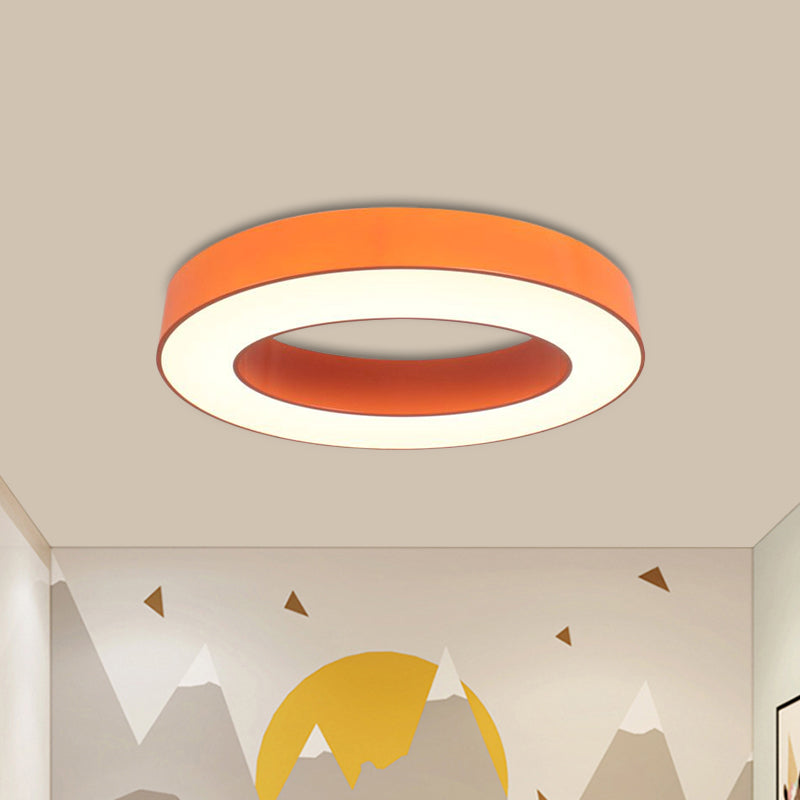 Orange Ring Flush Light Fixture Children LED Acrylic Close to Ceiling Lamp in Warm/White/Natural Light