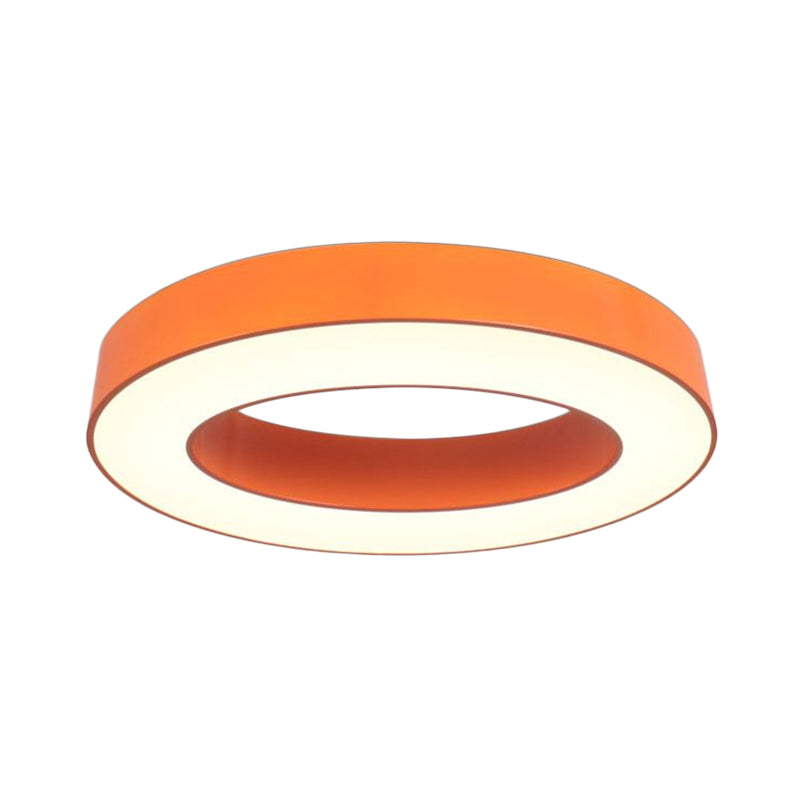 Orange Ring Flush Light Fixture Children LED Acrylic Close to Ceiling Lamp in Warm/White/Natural Light