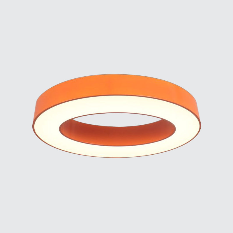 Orange Ring Flush Light Fixture Children LED Acrylic Close to Ceiling Lamp in Warm/White/Natural Light